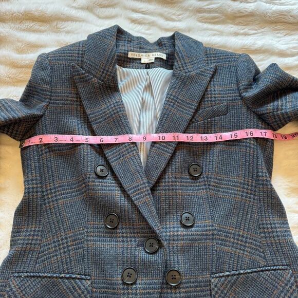 Veronica Beard Yareli Navy Blue Plaid Blazer Dickey Jacket - Picture 10 of 11